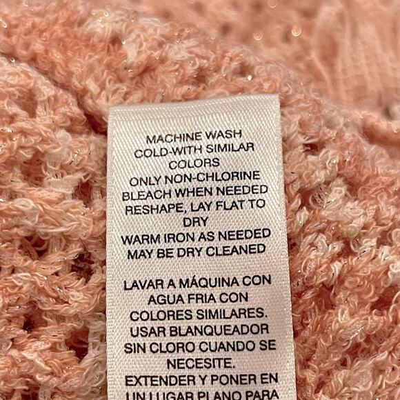 WHBM Peach Colored Fringe Pullover Sweater Size Medium (Runs Large) - Picture 9 of 11